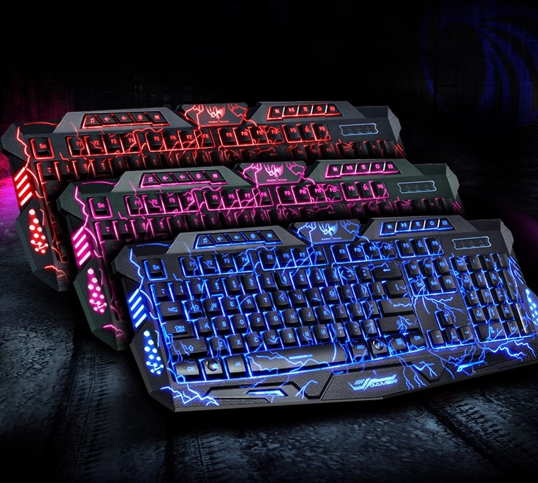 J10 tricolor backlight wired gaming keyboard set colorful luminous gaming mouse keyboard Russian keyboard - Image 2