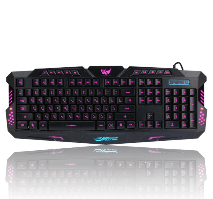 J10 tricolor backlight wired gaming keyboard set colorful luminous gaming mouse keyboard Russian keyboard - Image 4