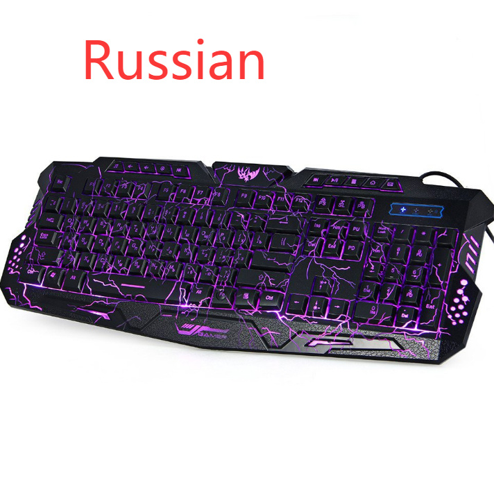 J10 tricolor backlight wired gaming keyboard set colorful luminous gaming mouse keyboard Russian keyboard - Image 7